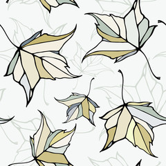 Seamless pattern with stylized decorative leaves