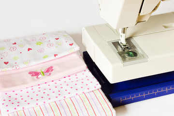 Sewing machine and sewing items.