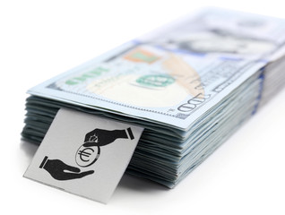 Pack of American dollars, isolated on white. Saving concept