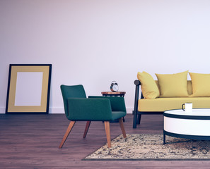 Modern interior design of living room (3d Render)