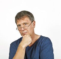 smiling and thinking caucasian man