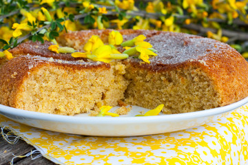 Almond homemade pie, horizontal