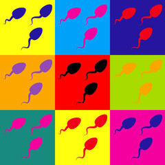 Sperms sign. Pop-art style icons set