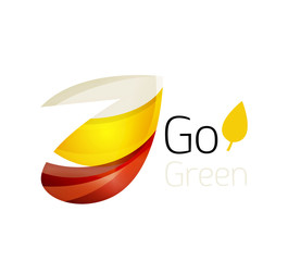 Leaf abstract icon made of waves