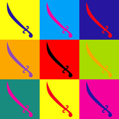 Sword sign. Pop-art style icons set