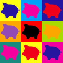 Pig money bank sign
