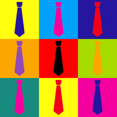 Tie sign. Pop-art style icons set