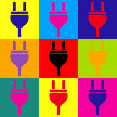 Socket sign. Pop-art style icons set