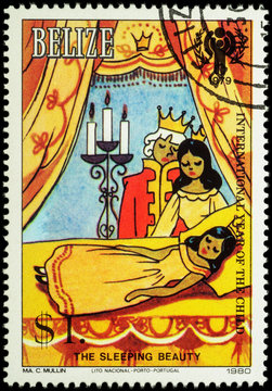 King, Queen and princess - scene from the fairy tale "Sleeping B
