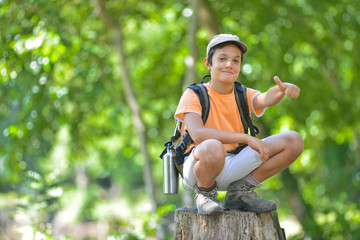 Little boy walking alone.