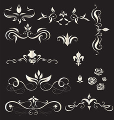 A set of vintage  black and white design elements - vector