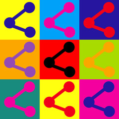 Share sign. Pop-art style icons set
