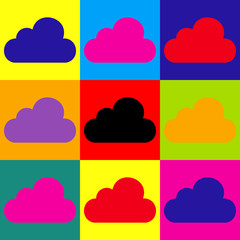 Cloud sign. Pop-art style icons set