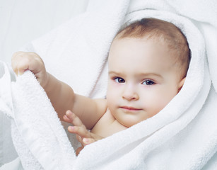 baby with a towel