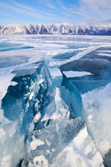 crack in the frozen Lake Baikal