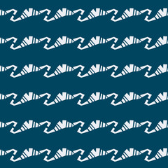 Seamless vector pattern white wave on blue background