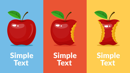 Apple steps banners cartoon flat illustration set