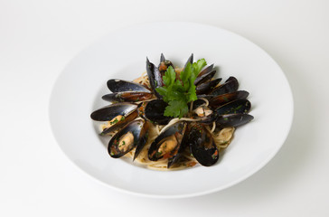 Spaghetti with mussels