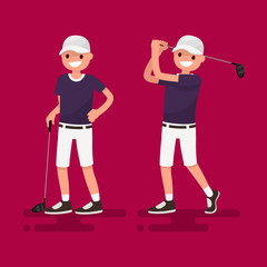 Golf. Golfer posing. Vector illustration