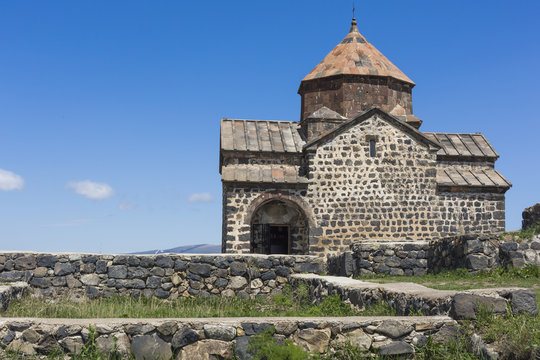 The 9th century Armenian monastery of Sevanavank at lake Sevan.