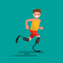 Fototapeta na wymiar Paralympic athlete runs on prostheses. Vector illustration
