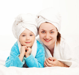 mother and daughter at home