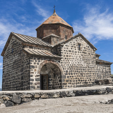 The 9th century Armenian monastery of Sevanavank at lake Sevan.