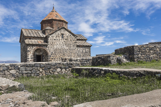 The 9th century Armenian monastery of Sevanavank at lake Sevan.