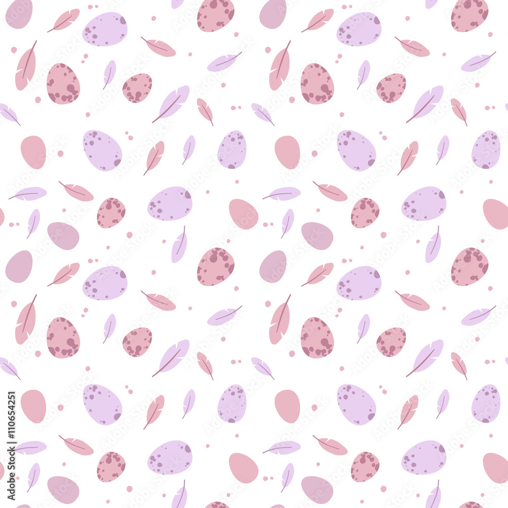 Poster seamless pattern with eggs and feathers