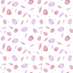 Seamless pattern with Eggs and feathers