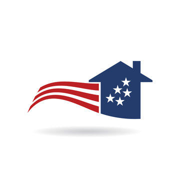 American Flag house logo. Vector graphic design