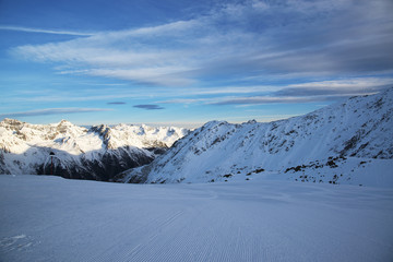 Fototapeta na wymiar Alps in the winter ski resort of Ischgl - Mountain Alps, Austria
