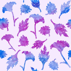 Fototapeta na wymiar Seamless pattern with watercolor flowers