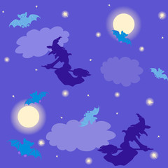 Witches and bats Halloween background