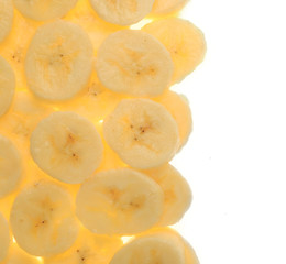 Banana slices, isolated on white
