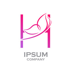 Abstract letter H logo,Butterfly, beauty and fashion logo