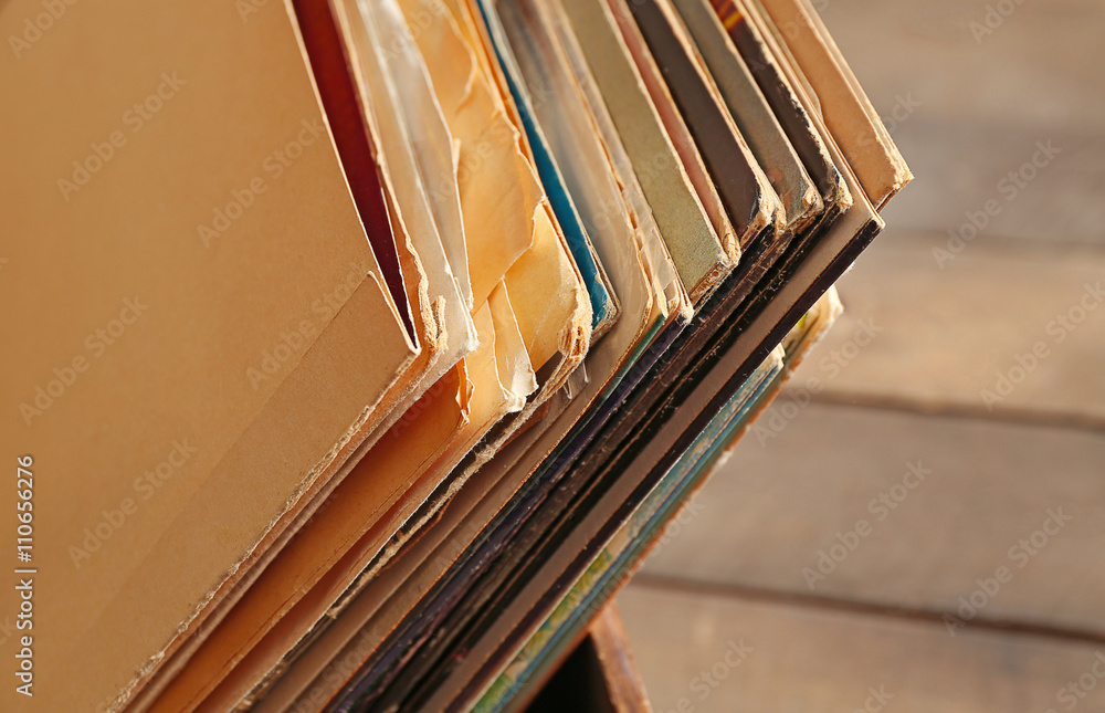 Wall mural Box with vinyl records