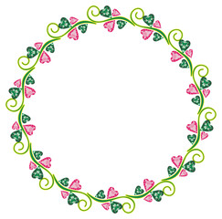 Round  frame with geometric flowers