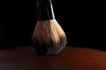 Professional makeup brush on black background