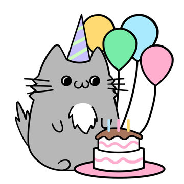 Creative Illustration and Innovative Art: Two Lover Cats' Memories: Have a Happy Birthday. Realistic Fantastic Cartoon Style Character Wallpaper Story Card Design