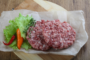 Raw burger cutlet