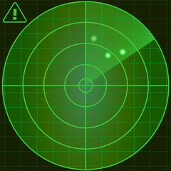 Radar screen with target