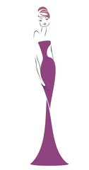 Obraz na płótnie Canvas Девушка в фиолетовом платье