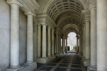 Fototapeta na wymiar Palazzo Spada Forced perspective gallery by Francesco Borromini