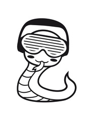 dj party club celebrate disco music headphones glasses sweet cute little baby child snake comic cartoon kawaii
