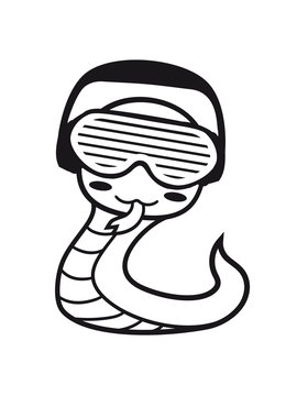 dj party club celebrate disco music headphones glasses sweet cute little baby child snake comic cartoon kawaii