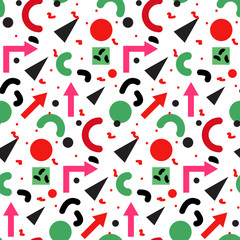 Seamless geometric vintage pattern in retro 80s style, memphis. for fabric design, paper print and website backdrop. EPS10 vector
