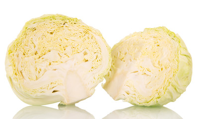 Cut the head of raw cabbage isolated on white 