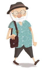 anciano haciendo turismo