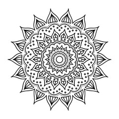 Vector hand drawn doodle mandala. Ethnic mandala with ornament. Isolated. Black and white colors.